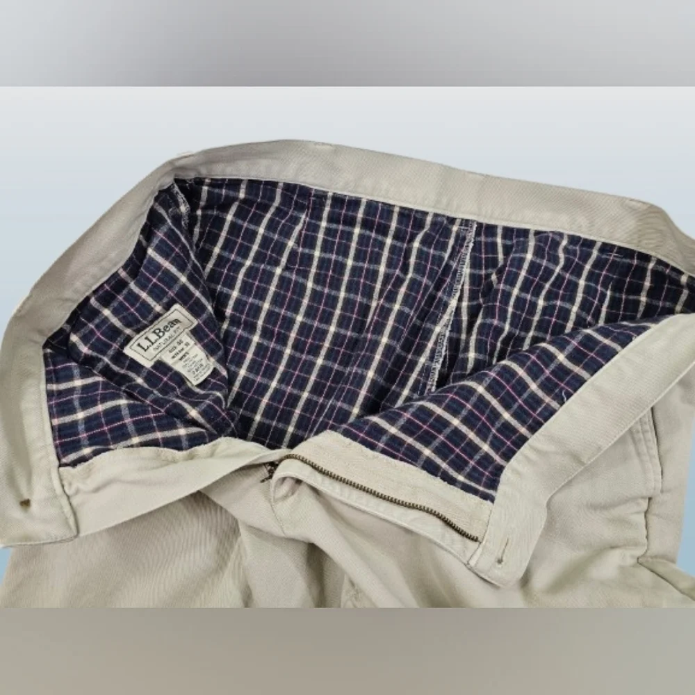 L.L. Bean Light Tan‎ Khaki Pants with Plaid Flannel Lining